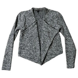 Ann Taylor Women's Black and Grey Boucle Moto Jacket Open Front Drape Size XS